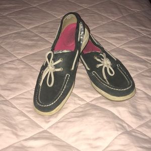 Black leopard print Sperrys